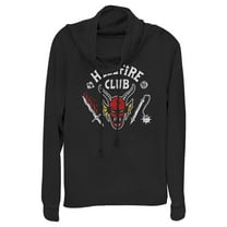 Netflix Junior's Stranger Things Hellfire Club Costume Cowl Neck Sweatshirt Black 2X Large