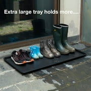 All Weather Boot Tray, Extra Large Size by Trimate -Water Resistant Plastic, Multi-Purpose for Shoes, Pet Feeding Trays, Mudroom Entryway, Garage, Indoor or Outdoor Extra Large, 40”x20”(Black)