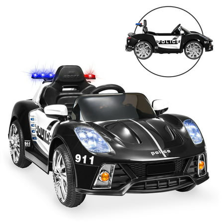 Best Choice Products 12V 2-Speed Kids Police Sports Car Ride On w/ AUX Port, Parent Remote Control, Working Intercom, Headlights, (Best Headlamp For Working On Cars)