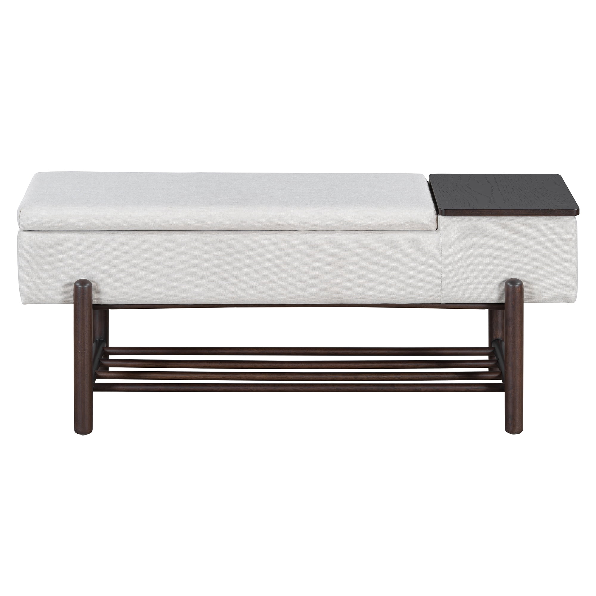 Euroco Farmhouse Upholstered Storage Bench with Hidden Compartment, Modern Entryway Bench for Living Room, Entryway, and Hallways (Espresso)
