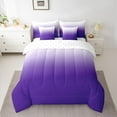 thumbnail image 2 of jejeloiu Abstract Gradient Effects 7-Piece Bedding Comforter Set,Minimalsim Ombre King Bedding Sets,White Purple Bed Sheets For Kids,Breathable Home Decor Reversible, 2 of 8