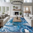 thumbnail image 3 of Ocean Blue Octopus Area Rugs 6'x9', Washable Small Throw Rugs for Kitchen Dining room, Nautical Castle Coastal Lighthouse Indoor Outdoor Rug Non-Slip Low Pile Carpet Runner Reversible Floor Mats, 3 of 8