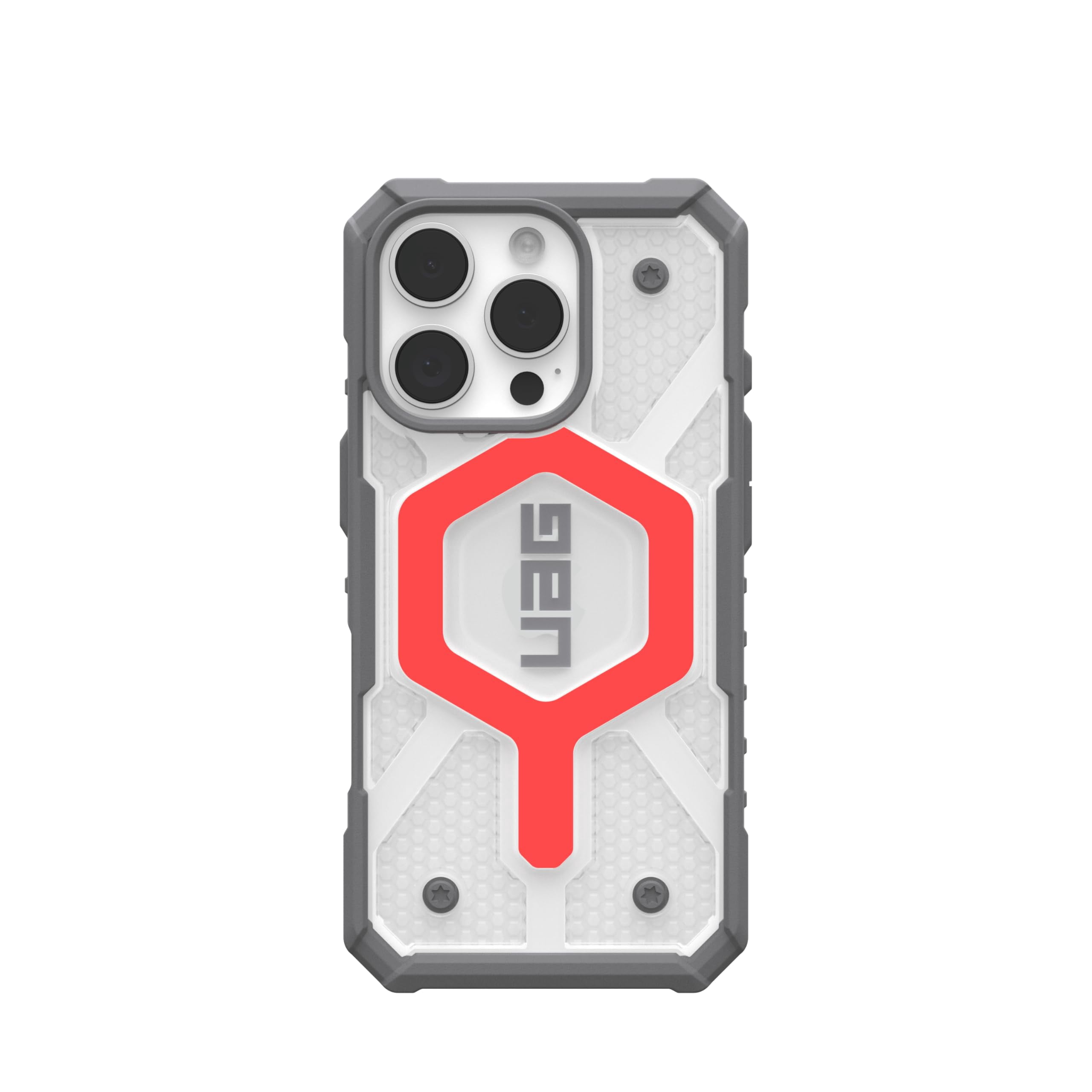 UAG iPhone 16 Pro Case 6.3" Pathfinder Clear Active Lava Compatible with MagSafe Charging Rugged Shockproof MIL-Grade Protective Cover + Lanyard Active Lava Bundle Set