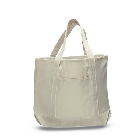 Canvas Beach Tote Bags Two-Tone Large Daily Boat Totes, Natural, Set of ...