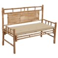 thumbnail image 4 of vidaXL Garden Bench with Multi Color Cushion Bamboo Outdoor Lounge Seating, 4 of 20