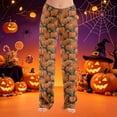 thumbnail image 2 of Fabrcox Fleece Pajama Pants Women Halloween Pumpkin Print Sleep Pants Women Fall Winter Warm Plush Thermal Comfy Pj Pants Women Yellow S, 2 of 6