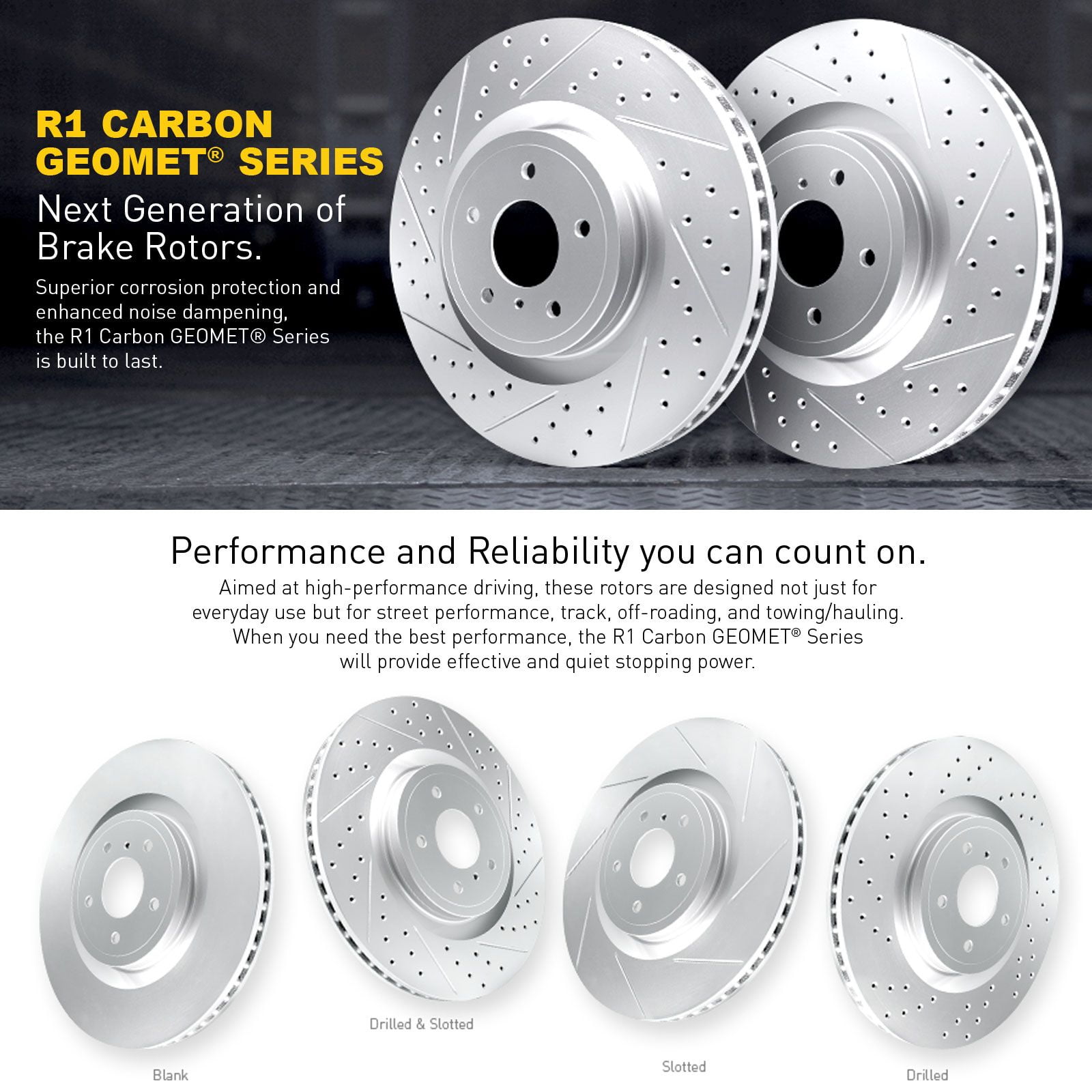 R1 Concepts Rear Brake Rotor Kit |Brake Rotors| Brake Disc |Drilled and Slotted WBPN1-11023