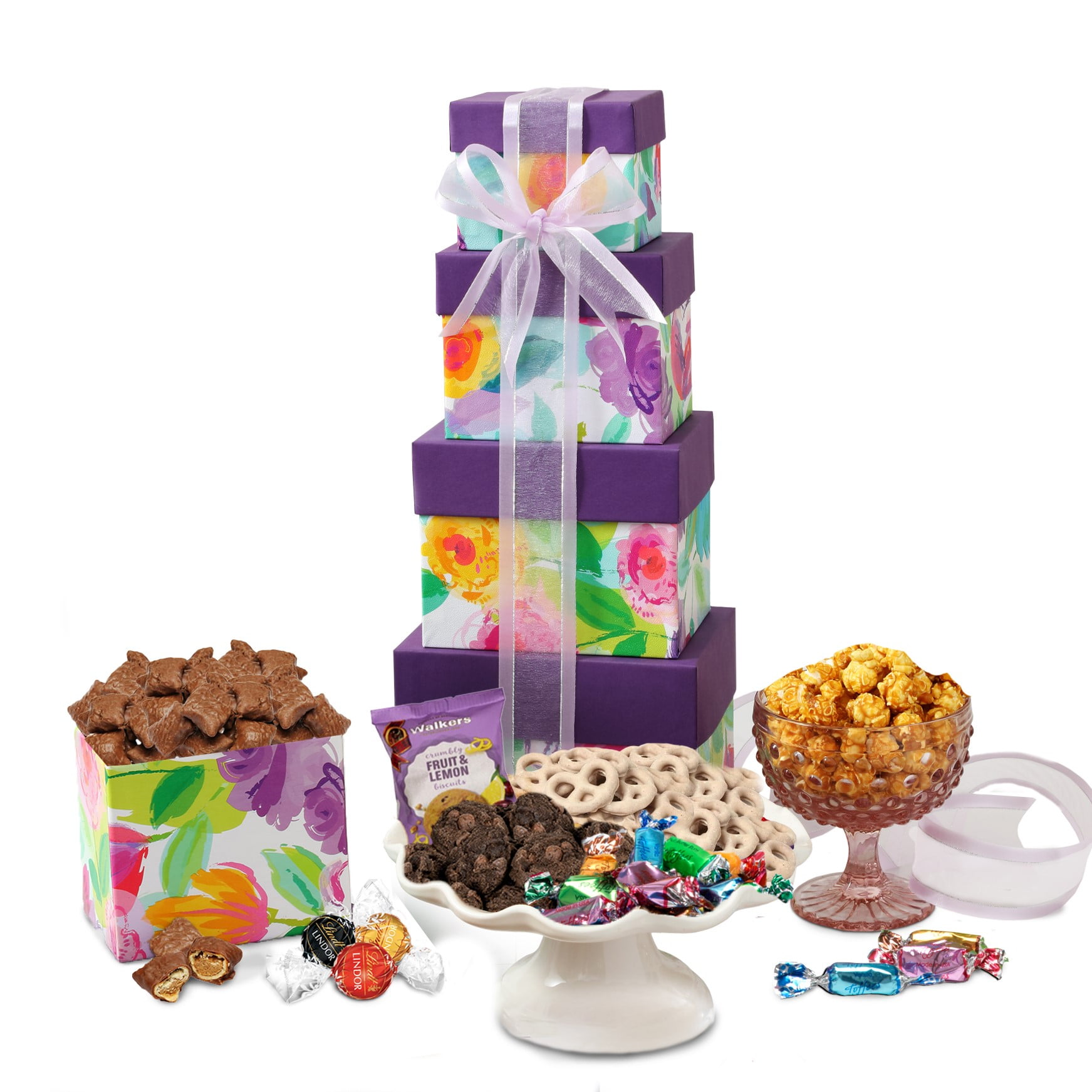 Broadway Basketeers Chocolate Mothers Day Gift Basket Tower, Snack and