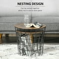 thumbnail image 3 of HOMCOM Set of 2 Side Tables with Storage, Nesting Wire Design Stacking Round Accent Coffee Tables with Inside Storage, Removeable Top for Living Room or Bedroom, Black/Brown Black, Rustic Brown, 3 of 9