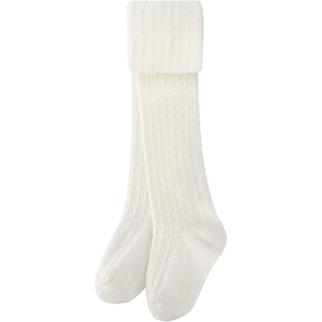 Medias para niñas Leggings con patas de algodón tejidos para bebés y niños pequeños Pantalones de media Calcetines de baile blancos para niñas 105 (altura recomendada de 100 a 110 cm)