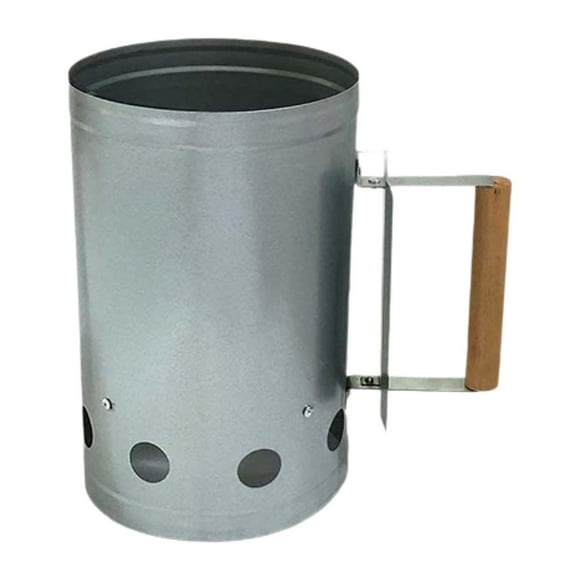 Arrancador rápido de chimenea, herramienta para barbacoa, arrancador de chimenea con mango de madera, cubo para carbón, portátil para asar, barbacoa