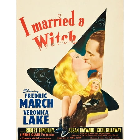 I Married A Witch L-R Veronica Lake Fredric March On Window Card 1942 Movie Poster Masterprint