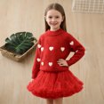 thumbnail image 4 of Girls Red Heart Knit Sweater Tutu Skirt Outfit Set for Kids to Kids 1-8 Years, Party Holiday Birthday Dress, Long Sleeve Top Elastic Waist,Size 5-6 T, 4 of 7