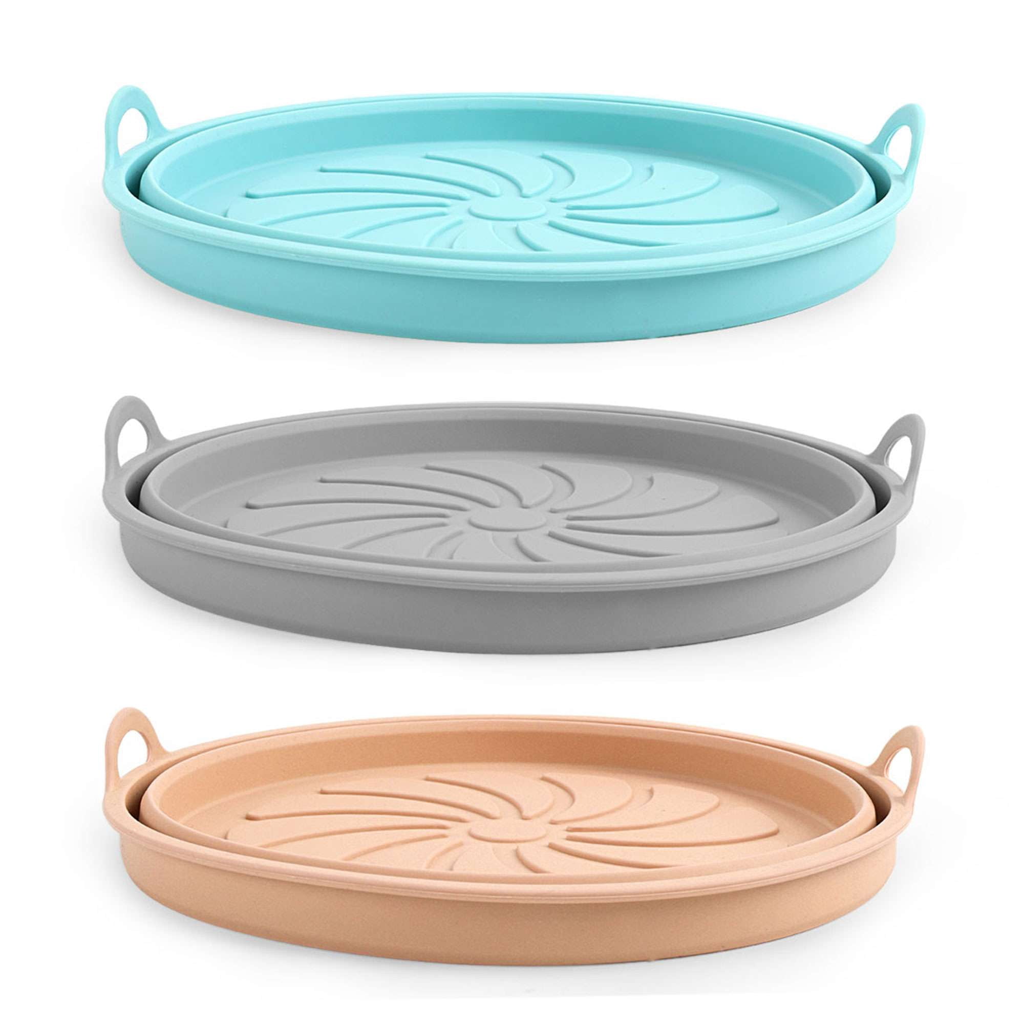 Gustave Air Fryer Silicone Liners Pot 3Pcs Foldable Reusable Airfryer Round Basket Baking Trays Easy to Clean Non-Stick Heat Resistant Air Fryer Oven Accessories for 5-8QT