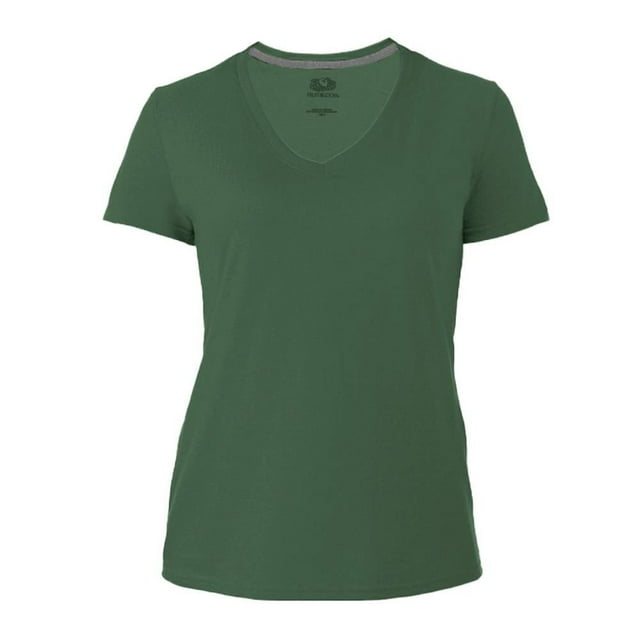 Playera Fruit Of The Loom para Mujer, Cuello V Manga Corta Verde Talla M