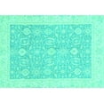 thumbnail image 1 of Ahgly Company Machine Washable Indoor Rectangle Oriental Turquoise Blue Traditional Area Rugs, 6' x 9', 1 of 4