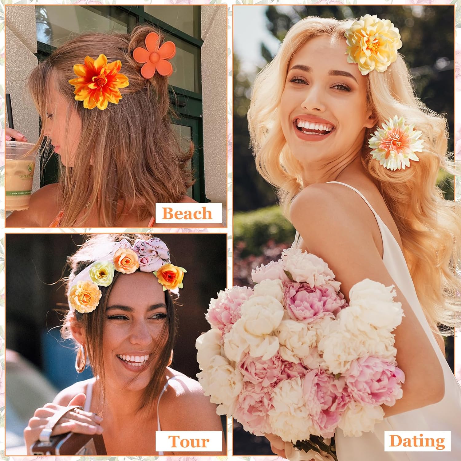 36 Pack Flower Hair Clips Rose Hair Accessories for Women  Bride Flower Claw Clip Side Hair Clip Hairpin Brooch Pin Headpiece for Girls Wedding