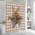 thumbnail image 6 of Brown Easter Shower Curtain, Waterproof Shower Curtains for Bathroom, Spring Watercolor Bunny Plaid Checkered Washable Fabric Bathtub Curtain Set Bath Decor with 12 Hooks Extra Long 72"x96", 6 of 8