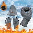 thumbnail image 2 of Autumn And Winter Hat Scarf And Gloves Three Piece Set Fashionable Warm Plus Velvet Knitted Hat Cycling Silicone Gloves, 2 of 7
