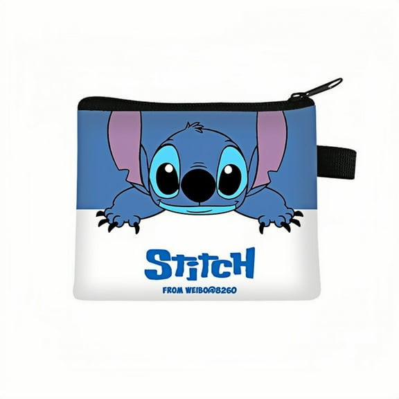 2-Pack Stitch Kawaii Anime Mini Wallet Set -Zippered Coin Purse & Polyester Card Holder
