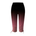thumbnail image 5 of 2DXuixsh Leggings pour Femmes, Leggings d'Été à Imprimé Dégradé, Mode Décontractée, Style Resort, Pantalons Raccourcis à Cordon, Rouge Melon D\'eau, Taille P, 5 of 5