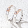 thumbnail image 4 of Bagues pour Couple Gravées de Strass - 2 Pcs Bagues Assorties Ajustables Bagues de Promesse, 4 of 9