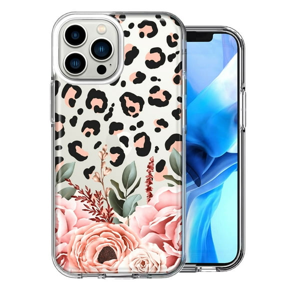 MUNDAZE Case For Apple iPhone 12 Pro/12 Classy Blush Peach Peony Rose Flowers Leopard Phone Cover
