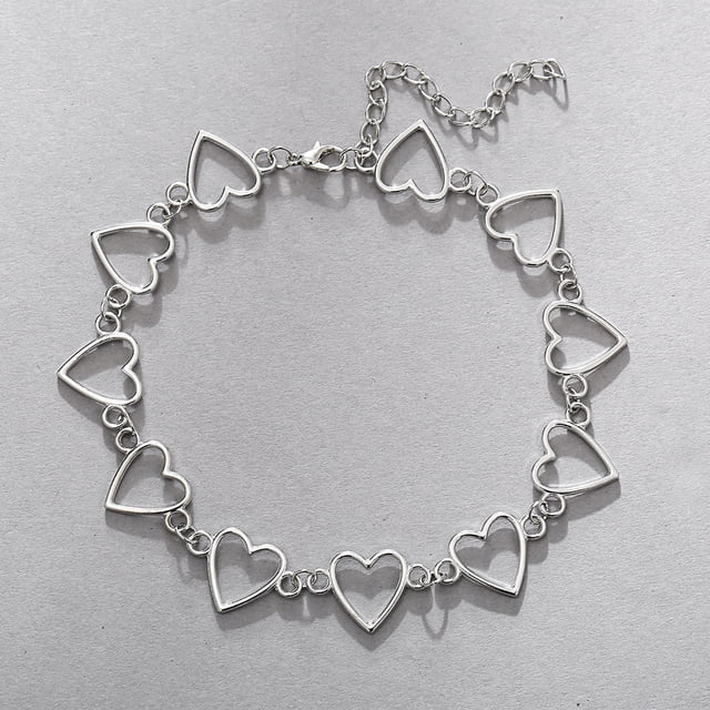 Collar para mujer, joyería para mujer, joyería para mujer, gargantilla de corazón hueco, regalo llamativo para novia, lindo collar bicolor, joyería, collar para mujer