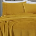 thumbnail image 2 of Chezmoi Collection Extra Soft Fleece Sheet Set Queen, 4-Piece Microplush Non-Pilling Velvety Bed Sheet, Deep Pocket - Lightweight All Season Warmth, Queen, Mustard, 2 of 9