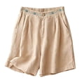 thumbnail image 5 of Only Moment Womens Drawstring Shorts Polyester,Spandex Summer Casual Elastic High Waisted Wide Leg Cute Dressy 2026 Vacation Beach Clothes Cargo Shorts Khaki,L, 5 of 5