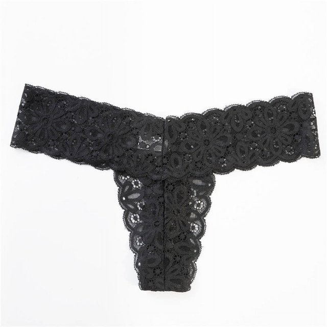 Tanga sexy de encaje de algodón con entrepierna y cintura baja para mujer