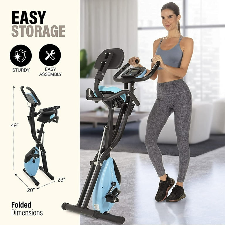 Lanos Brands Foldable Exercise Bike Home Workout Equipment 10 Level Adjustment Blue Walmart