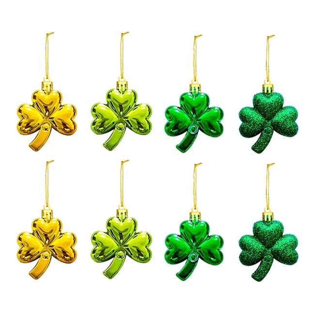 Adornos temáticos lindos del festival de tréboles para la decoración del estante del árbol del día de San Patricio 8 piezas