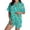 Mint Green, variant on Women's Face Print Pajama Set, I Love Mum Graphic Print Short Sleeve Button Down Loungewear Shorts Set, Unique Mother's Day Gift