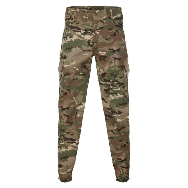 Men's Camo Cargo Pants Classic Stretch Regular Fit Ankle Length Hunting