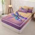 thumbnail image 2 of Erosebridal Gradient Galaxy Dragonfly Zipper Full Size Comforter Sets with Fitted Sheet and 2 Pillowcases,Rainbow Animals Pattern Zipper Bedding Set For Girls,Colorful Stars Reversible,4 Pieces, 2 of 7