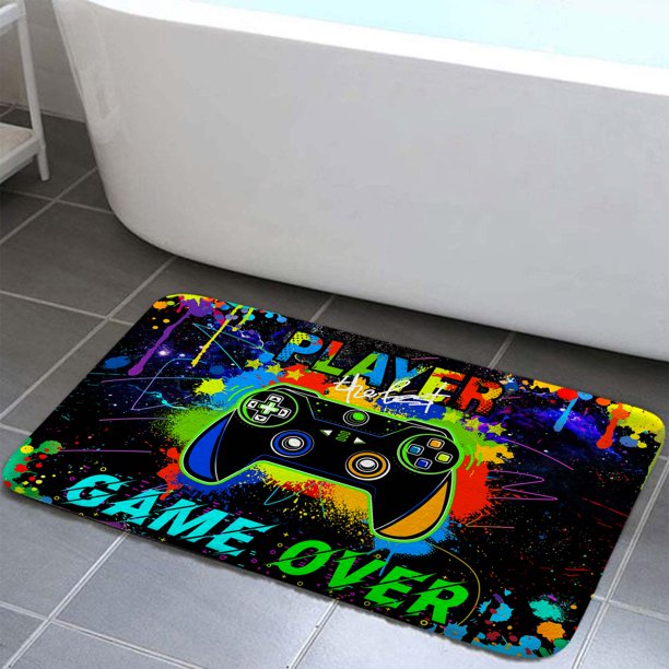 Gaming Bath Rugs, Cool Video Game Bathroom Rug Bath Mat Set Floor Mats