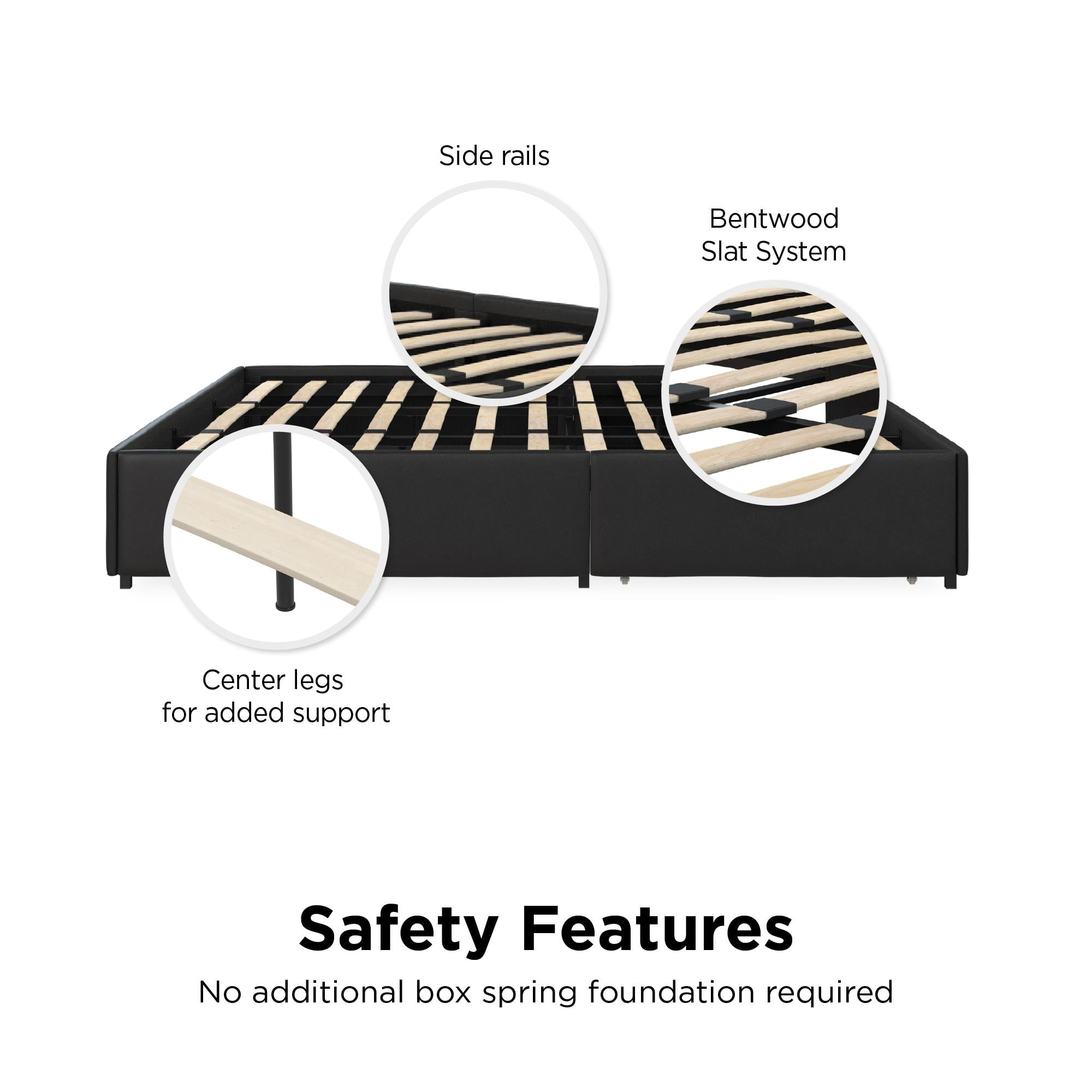 DHP Maven Platform Bed with Storage, King, Black Faux Leather