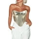 thumbnail image 1 of Top corsé con tirantes y cordones para mujer: cuello corazón, cuero sintético, espalda descubierta, fiesta/discoteca, tallas S-L., 1 of 4