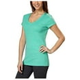 thumbnail image 2 of Kirkland Signature Ladies' Active V-Neck Textured Tee, Teal, Medium - NEW, 2 of 4
