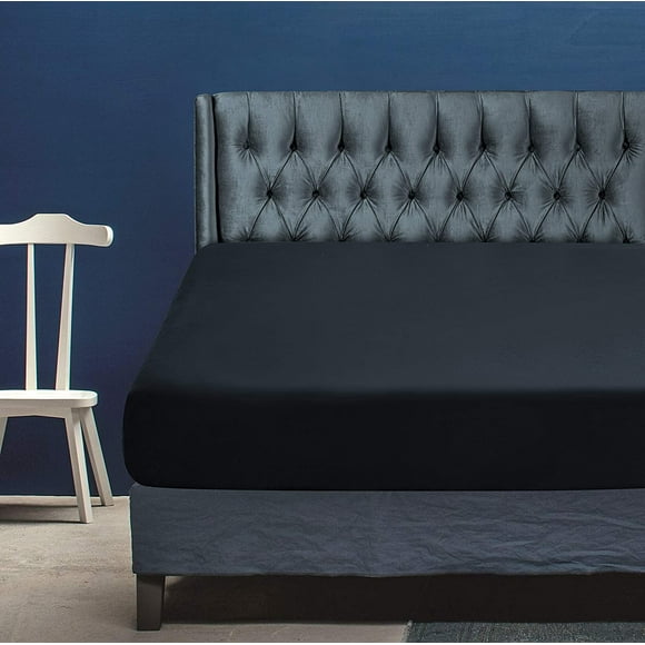 shiyou-- Fitted Sheet, Ultra Soft Brushed Microfiber, Wrinkle Fade & Shrinkage Resistant, Deep Pocket Bed Sheet (Twin XL, Black)