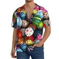 thumbnail image 3 of KLL Easter Egg Print Men's Shirt Short Sleeve Button Down Summer Cuba Beach Shirts- X-Large, 3 of 7