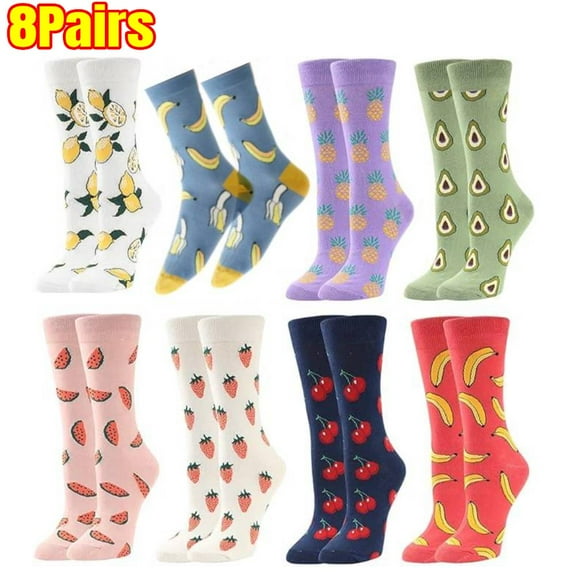 Women's Novelty Funny Crew Socks, Cotton Crazy Cute Animal Food Design Socks, Gifts for Women