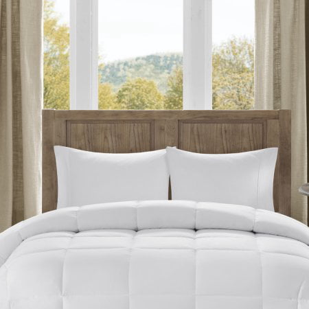 Bibb Home Microfiber Overfilled Down Alternative Comforter, Checkered White - (Best Down Comforter 2019)