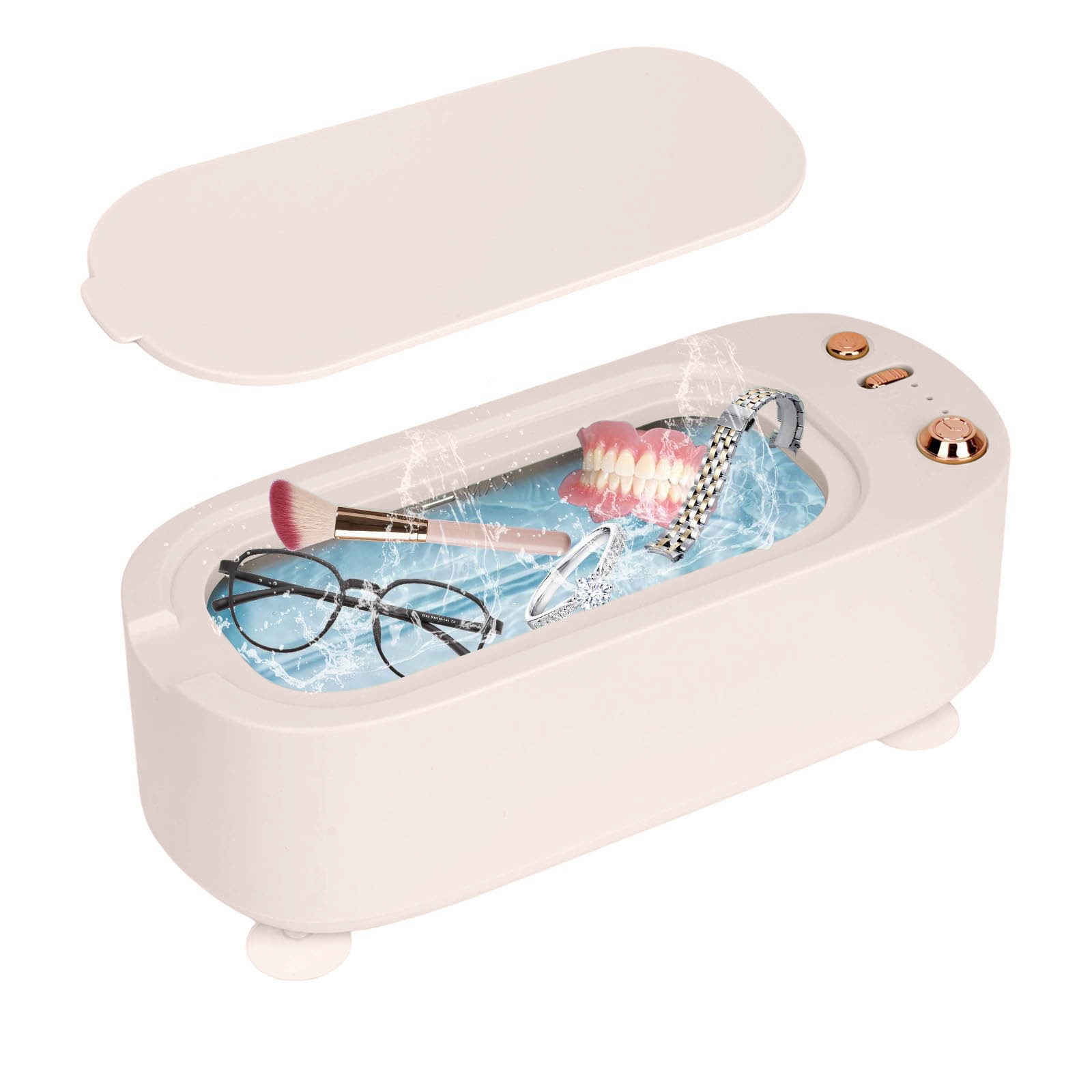 Ultrasonic Jewelry Cleaner Machine 300ML Portable - 45KHz Deep Cleaner for Glasses Watches Dentures with 3 Modes (Pink)​