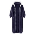 thumbnail image 5 of Long Sherpa Fleece Jackets for Women with Hood Casual Warm Sleeveless Full Zip Up Hoodie Winter Coat Plus Size (XX-Large, Navy), 5 of 5
