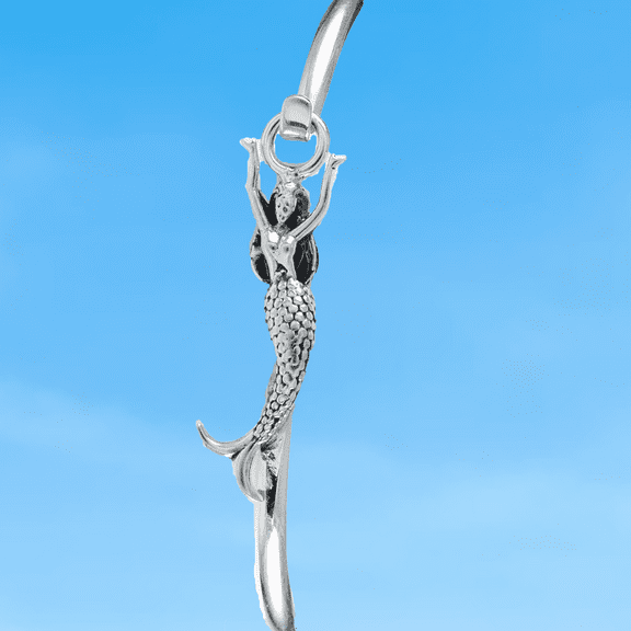 Unique Beautiful Hawaiian Mermaid Bangle, Sterling Silver Mermaid Bangle Bracelet, B3341 Birthday Valentine Mom Gift, Island Jewelry
