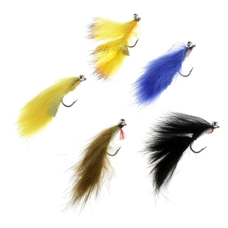 5pcs Fly Fishing Classic Zonker Streamers, Size #4, Fast Sinking , 7cm 