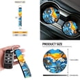 thumbnail image 5 of Jeiento Hawaii Tropical Flower 12 PCS Car Seat Covers Set for Men Women, Auto Seat Covers with Steering Wheel Cover Seat Belt Pads Trash Bin Air Vent Pocket Coasters Key Chain for SUV Truck Blue, 5 of 7