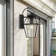 thumbnail image 2 of Livex Lighting Westover 1-Light Brass Outdoor Wall Lantern in Black, 2 of 16